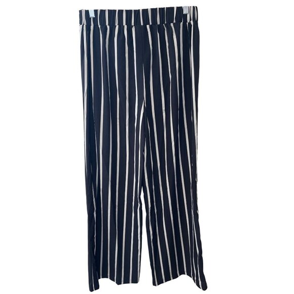 Shein Womens Striped High Waist Wide Leg Pants With Bow Tie Belt Size L - Picture 3 of 4